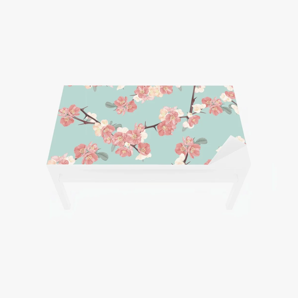 Tischaufkleber und Schreibtischaufkleber pastelliges kirschblütenmuster auf mintfarbenem hintergrund – Wallnifity® Tischaufkleber und Schreibtischaufkleber pastelliges kirschblütenmuster auf mintfarbenem hintergrund – Wallnifity®