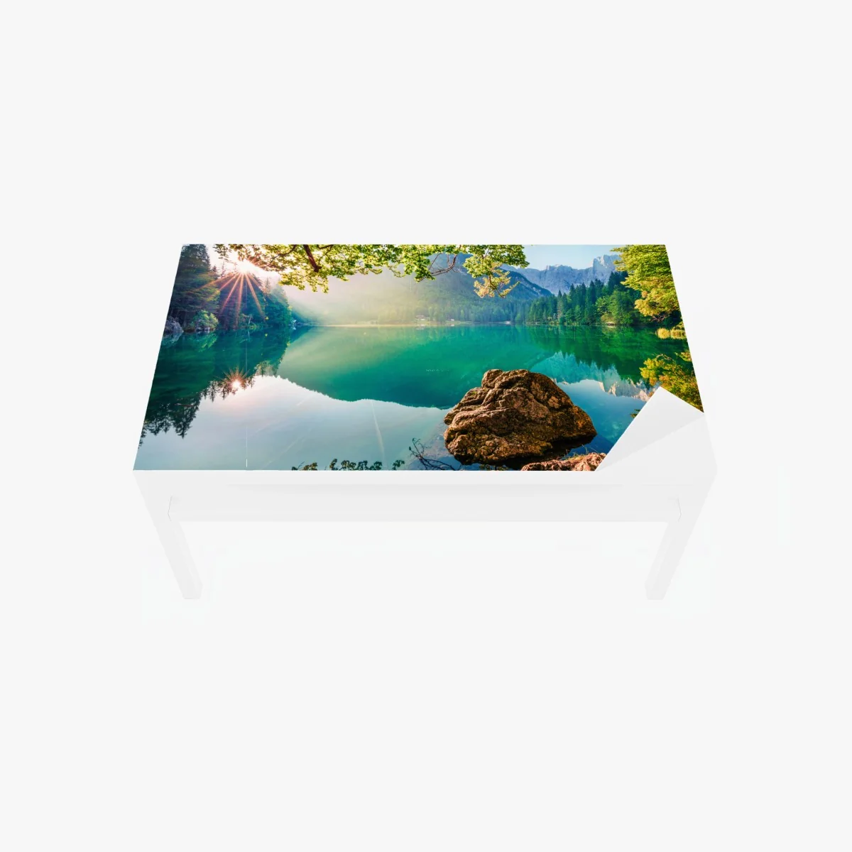 Tischaufkleber und Schreibtischaufkleber morgendliche szene am Fusine-see mit Mangart – Wallnifity® Tischaufkleber und Schreibtischaufkleber morgendliche szene am Fusine-see mit Mangart – Wallnifity®