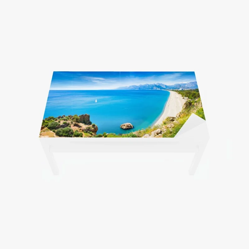 Tischaufkleber und Schreibtischaufkleber sonnige bucht mit türkisfarbenem wasser – Wallnifity®