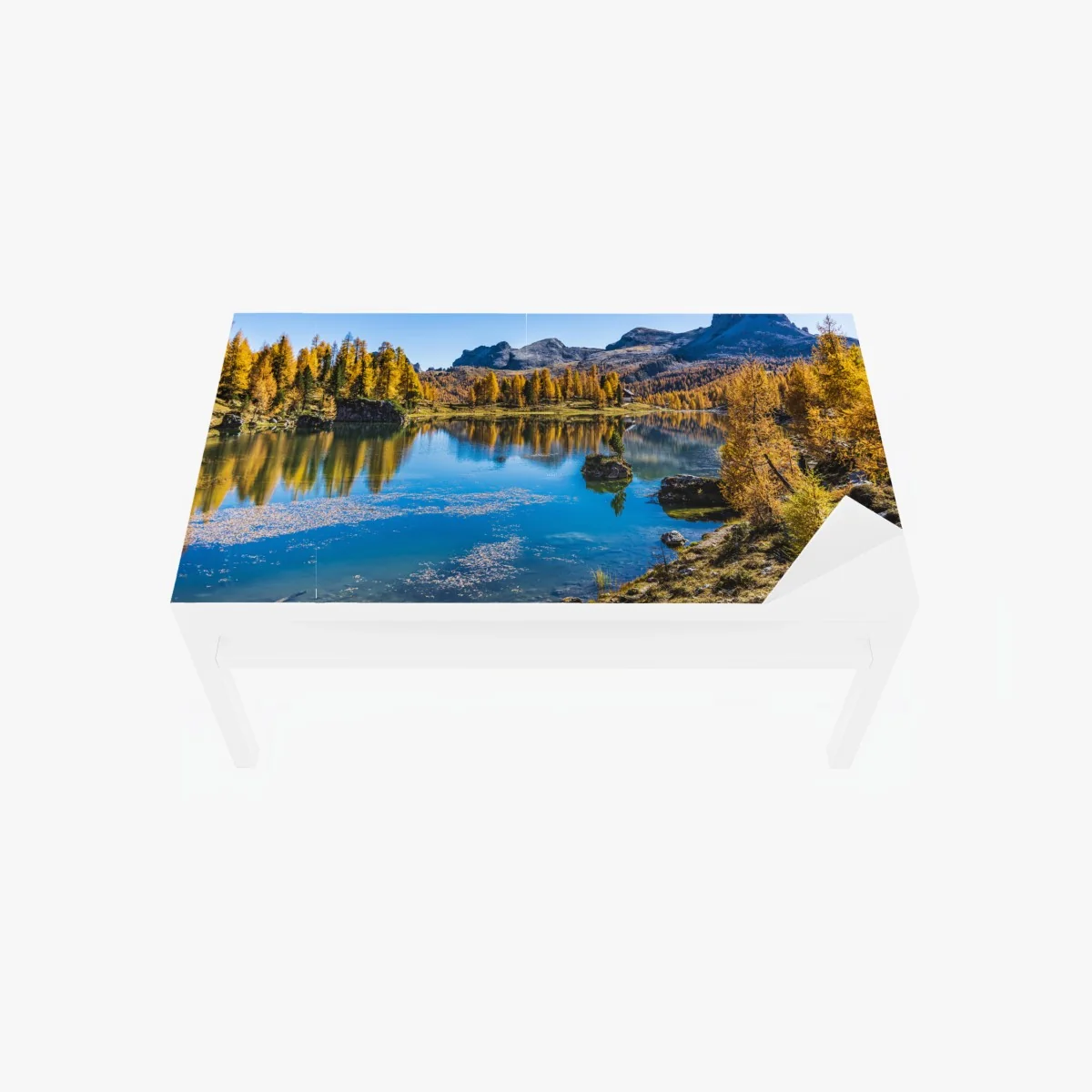 Tischaufkleber und Schreibtischaufkleber herbstlicher alpensee mit bergreflexion – Wallnifity® Tischaufkleber und Schreibtischaufkleber herbstlicher alpensee mit bergreflexion – Wallnifity®