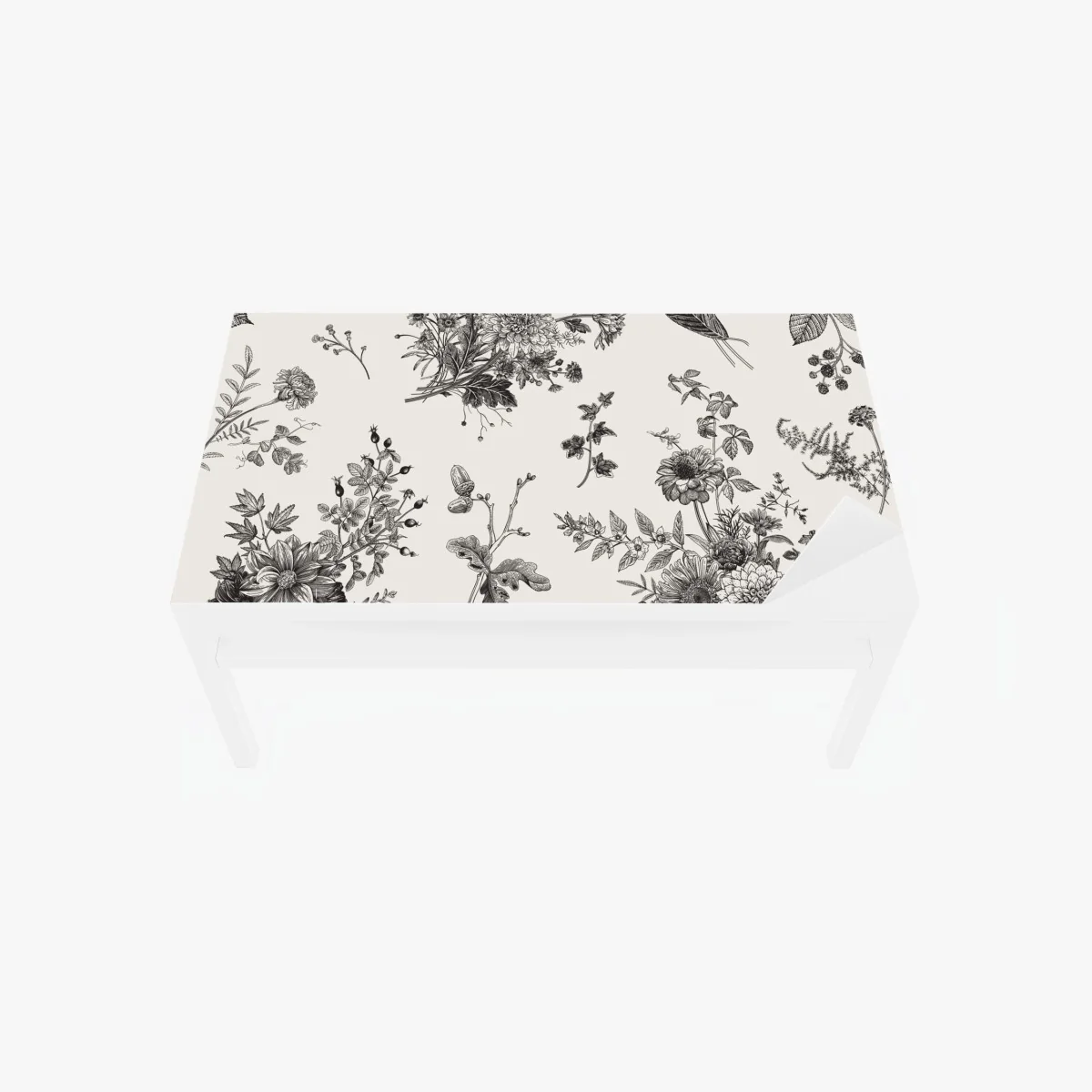 Tischaufkleber und Schreibtischaufkleber klassisches schwarzweißes blumenmuster – Wallnifity® Tischaufkleber und Schreibtischaufkleber klassisches schwarzweißes blumenmuster – Wallnifity®