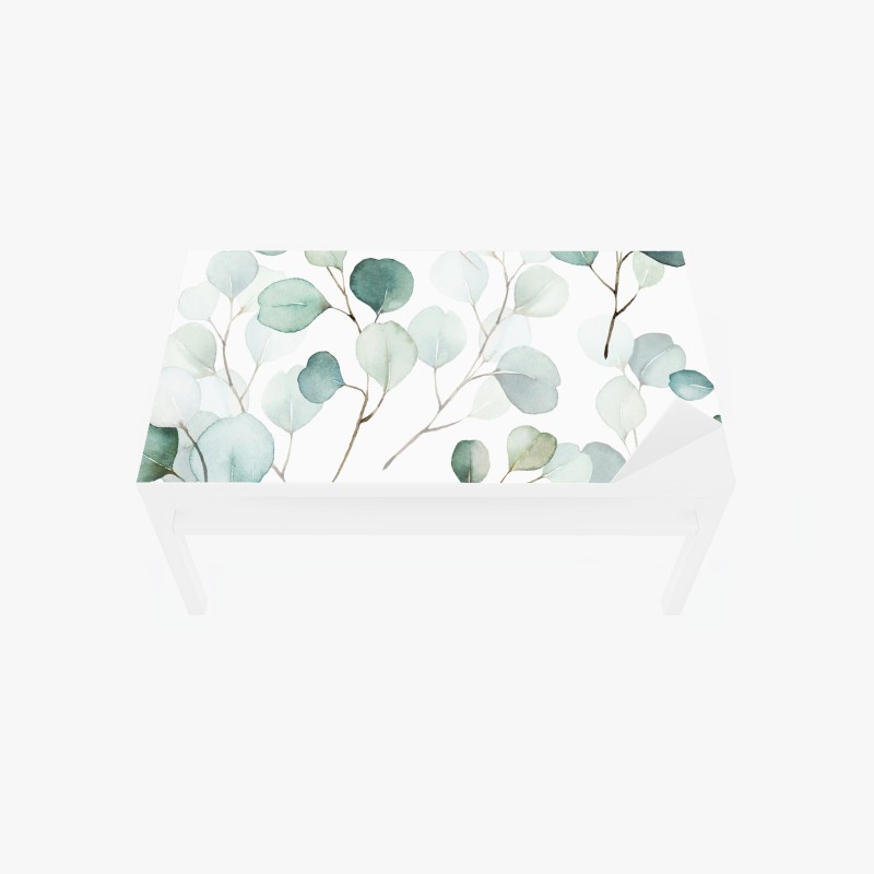 Tischaufkleber und Schreibtischaufkleber zarter eukalyptus-aquarell blättermuster