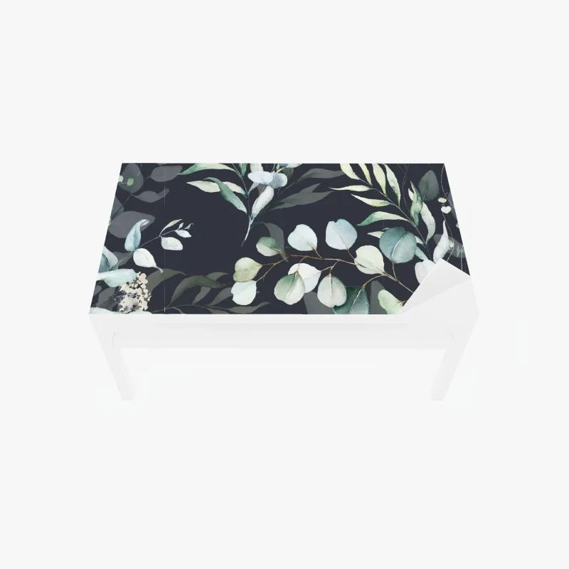 Tischaufkleber und Schreibtischaufkleber eukalyptus aquarell botanisches muster auf dunklem hintergrund