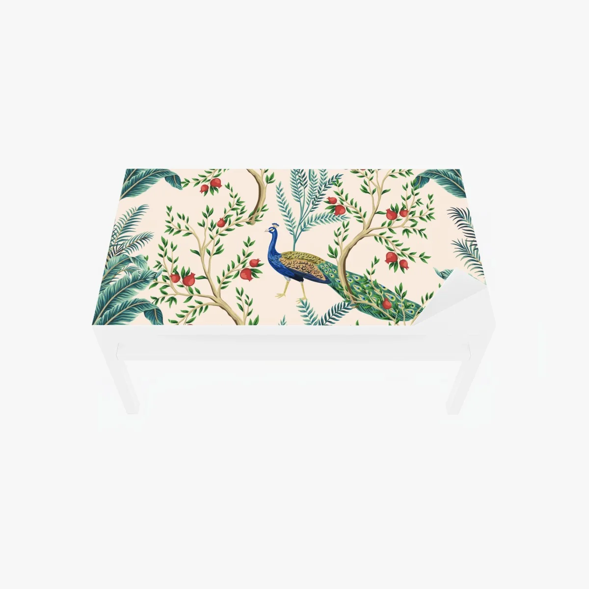 Tischaufkleber und Schreibtischaufkleber pfau zwischen granatästen – Wallnifity® Tischaufkleber und Schreibtischaufkleber pfau zwischen granatästen – Wallnifity®