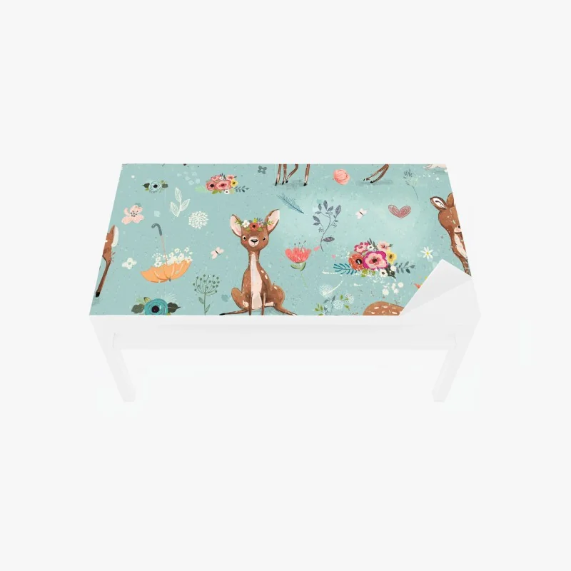 Tischaufkleber und Schreibtischaufkleber pastellmuster mit rehkitzen und hasen – Wallnifity® Tischaufkleber und Schreibtischaufkleber pastellmuster mit rehkitzen und hasen – Wallnifity®