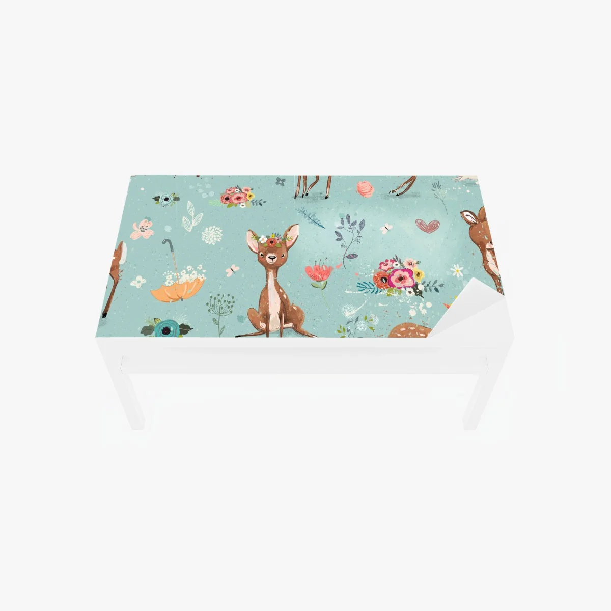 Tischaufkleber und Schreibtischaufkleber pastellmuster mit rehkitzen und hasen – Wallnifity® Tischaufkleber und Schreibtischaufkleber pastellmuster mit rehkitzen und hasen – Wallnifity®