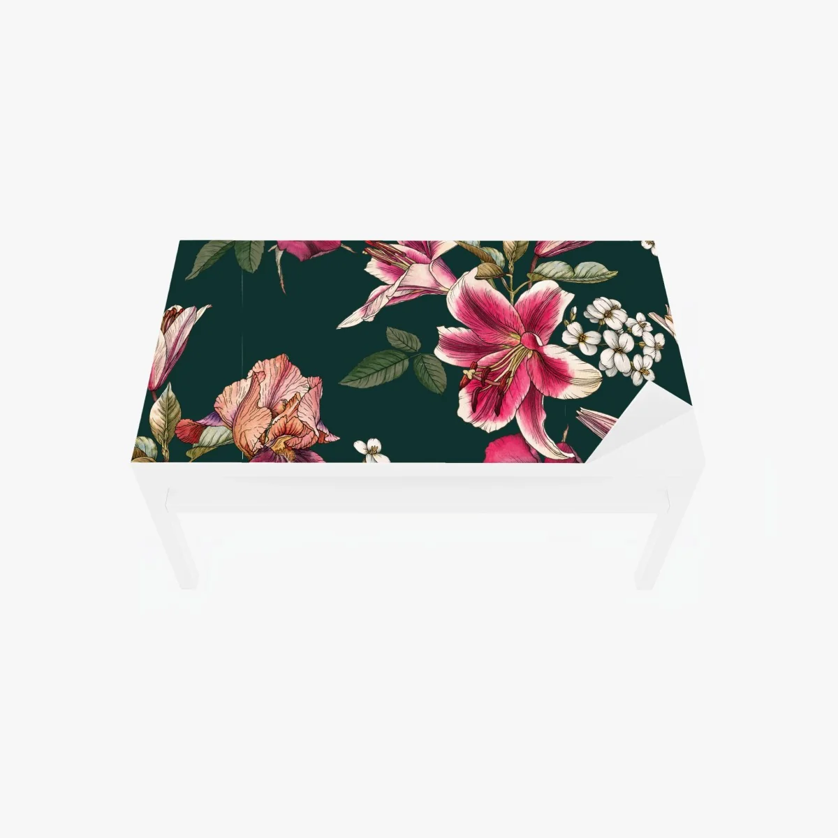 Tischaufkleber und Schreibtischaufkleber vintage botanisches floralmuster auf tiefgrün – Wallnifity® Tischaufkleber und Schreibtischaufkleber vintage botanisches floralmuster auf tiefgrün – Wallnifity®