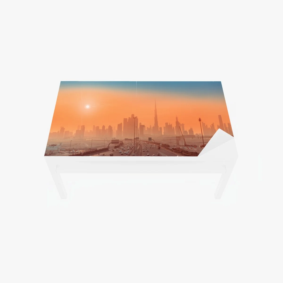 Tischaufkleber und Schreibtischaufkleber Dubai skyline bei sonnenaufgang – Wallnifity® Tischaufkleber und Schreibtischaufkleber Dubai skyline bei sonnenaufgang – Wallnifity®
