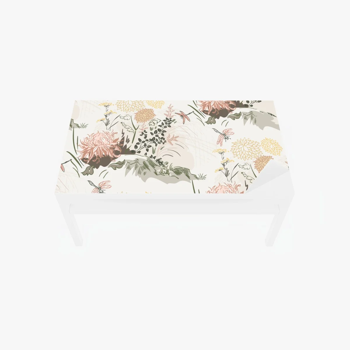 Tischaufkleber und Schreibtischaufkleber zartes pastell-blumenmuster – Wallnifity®