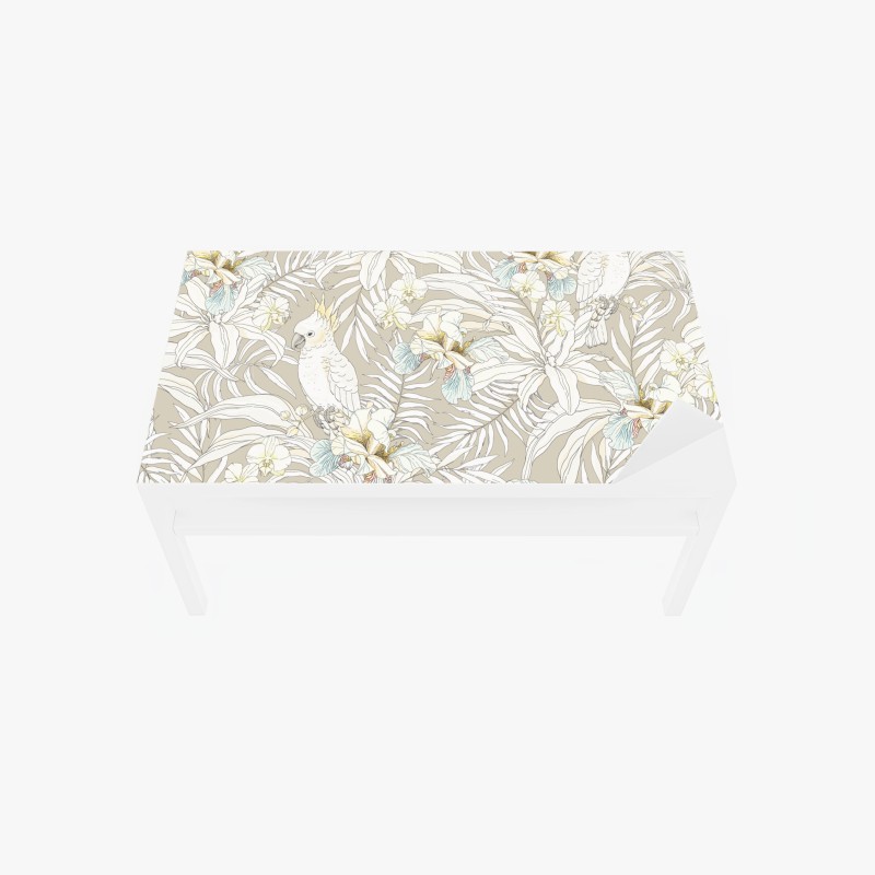 Tischaufkleber und Schreibtischaufkleber tropisches kakadu-blumenmuster