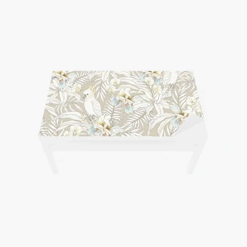 Tischaufkleber und Schreibtischaufkleber tropisches kakadu-blumenmuster