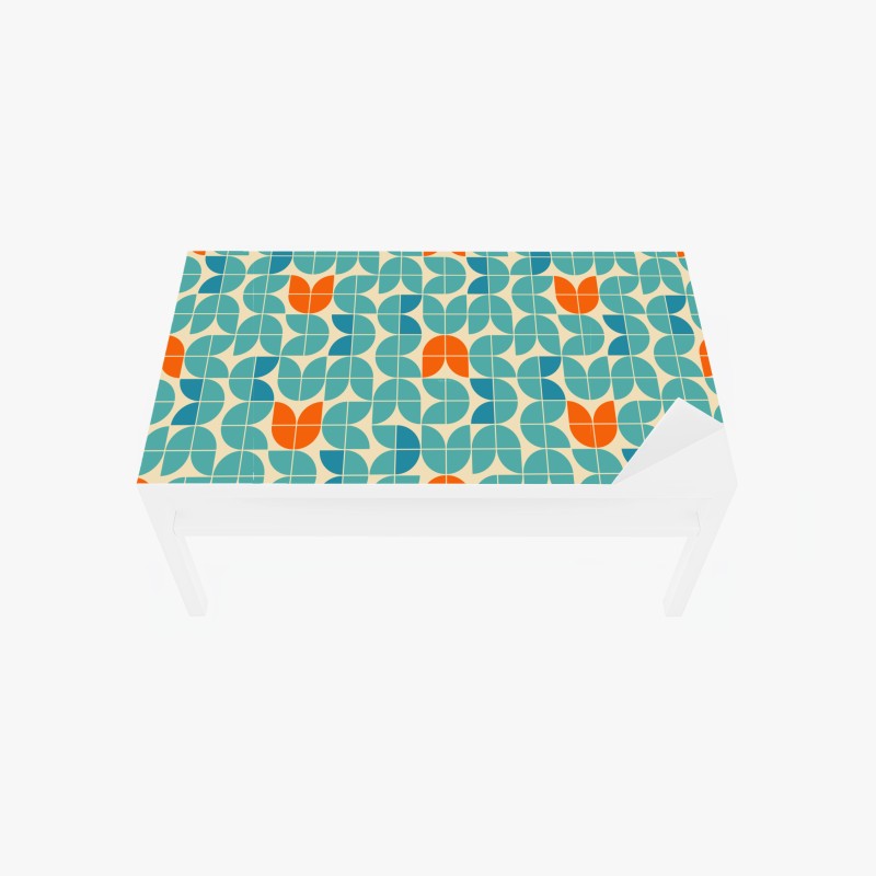 Tischaufkleber und Schreibtischaufkleber retro geometrisches fliesenmuster in türkis und orange