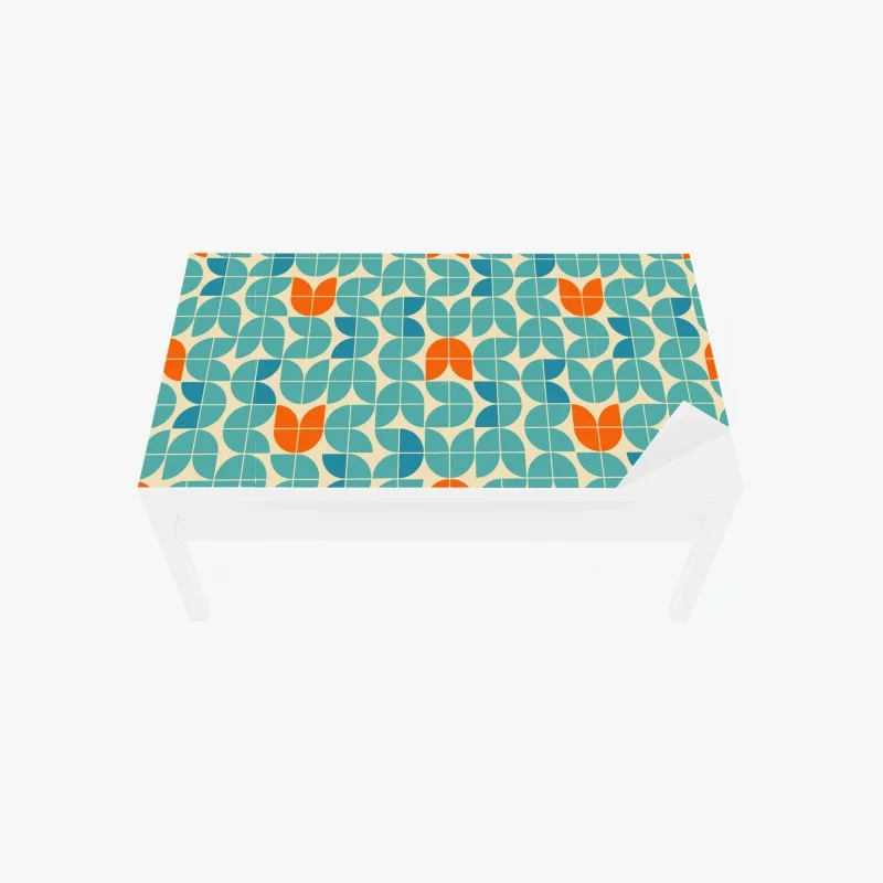 Tischaufkleber und Schreibtischaufkleber retro geometrisches fliesenmuster in türkis und orange
