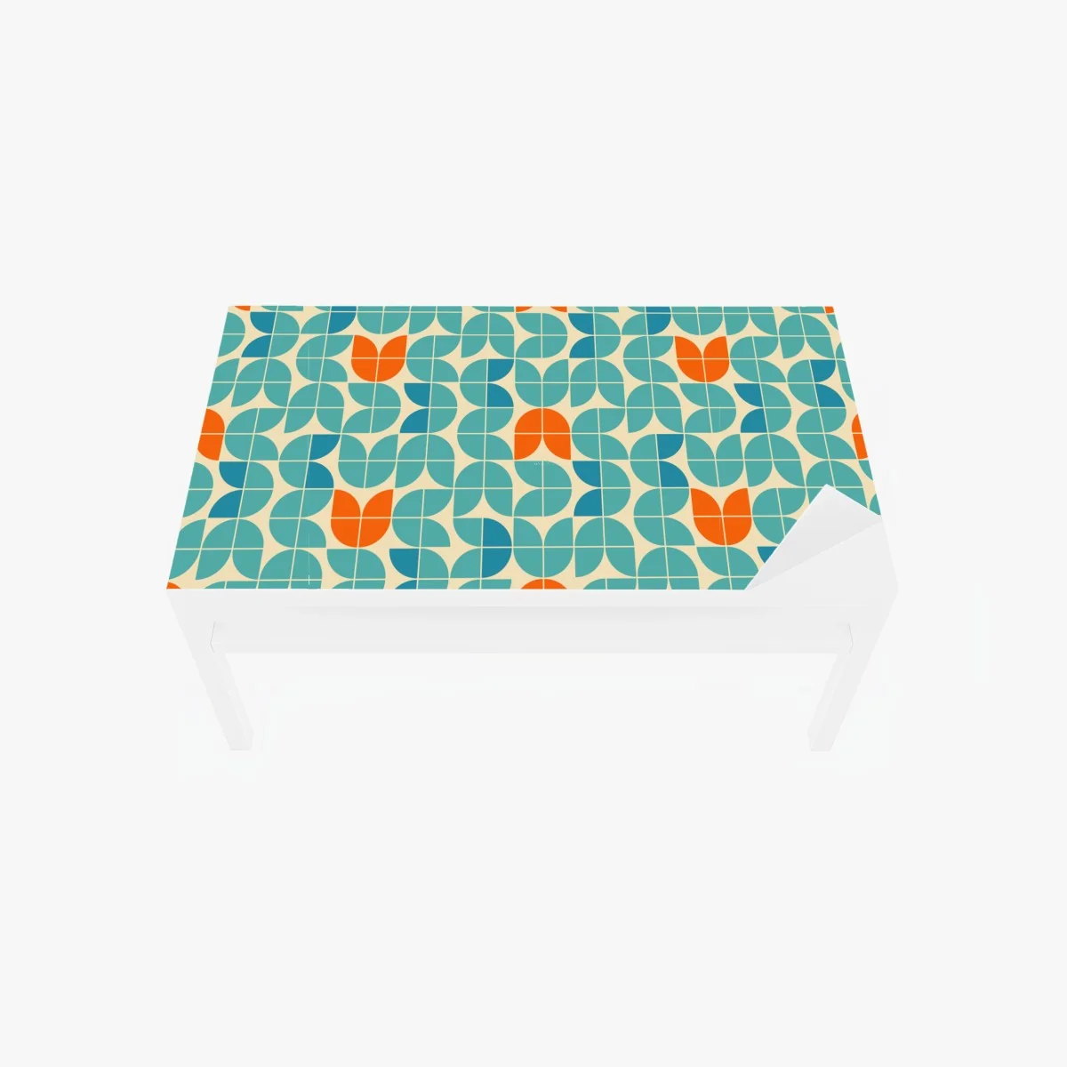 Tischaufkleber und Schreibtischaufkleber retro geometrisches fliesenmuster in türkis und orange – Wallnifity® Tischaufkleber und Schreibtischaufkleber retro geometrisches fliesenmuster in türkis und orange – Wallnifity®