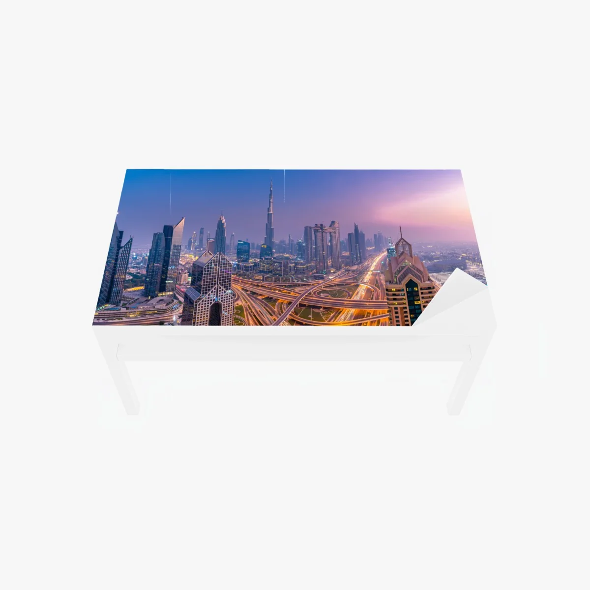 Tischaufkleber und Schreibtischaufkleber panoramablick auf Dubai bei dämmerung – Wallnifity® Tischaufkleber und Schreibtischaufkleber panoramablick auf Dubai bei dämmerung – Wallnifity®