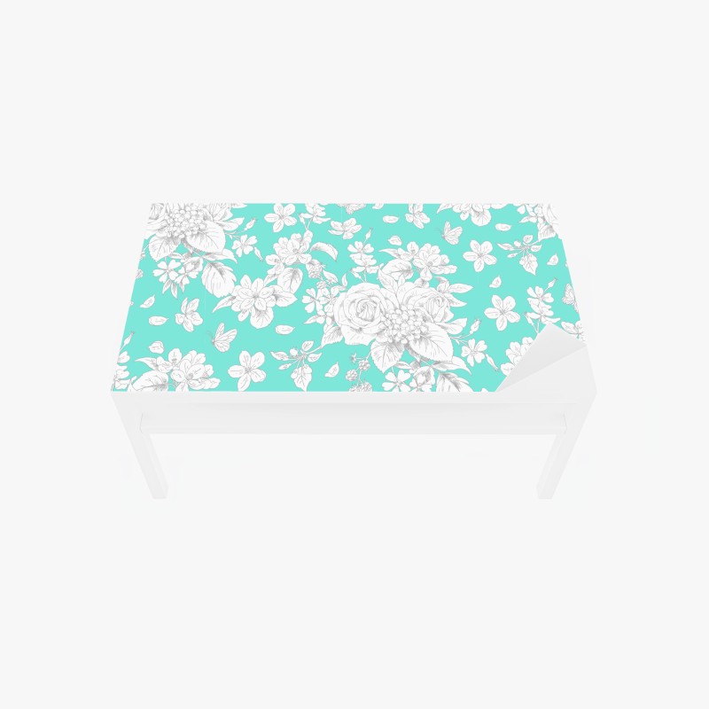 Tischaufkleber und Schreibtischaufkleber türkis floral muster mit blumen