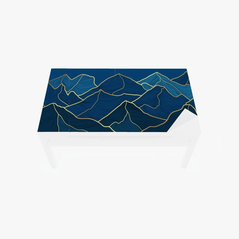 Tischaufkleber und Schreibtischaufkleber goldene linien berglandschaft auf dunkelblauem hintergrund