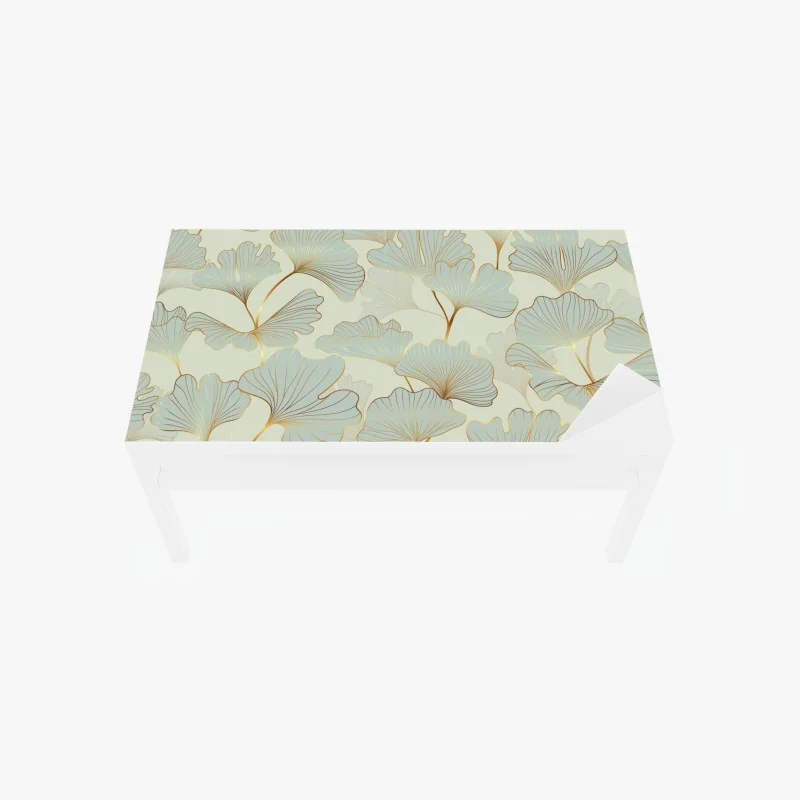 Tischaufkleber und Schreibtischaufkleber pastell ginkgo blättermuster mit goldakzenten