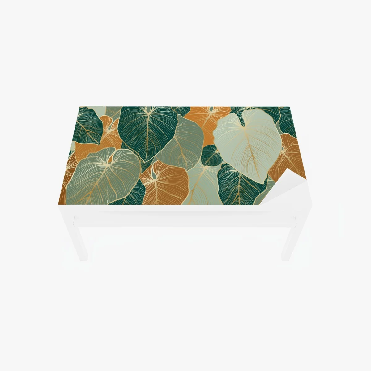 Tischaufkleber und Schreibtischaufkleber türkis-goldenes botanisches blättermuster – Wallnifity® Tischaufkleber und Schreibtischaufkleber türkis-goldenes botanisches blättermuster – Wallnifity®