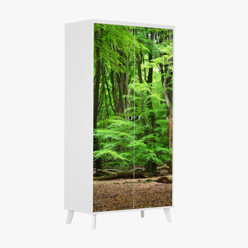 Schrankaufkleber majestätische berggipfel und kiefernwald – Wallnifity®