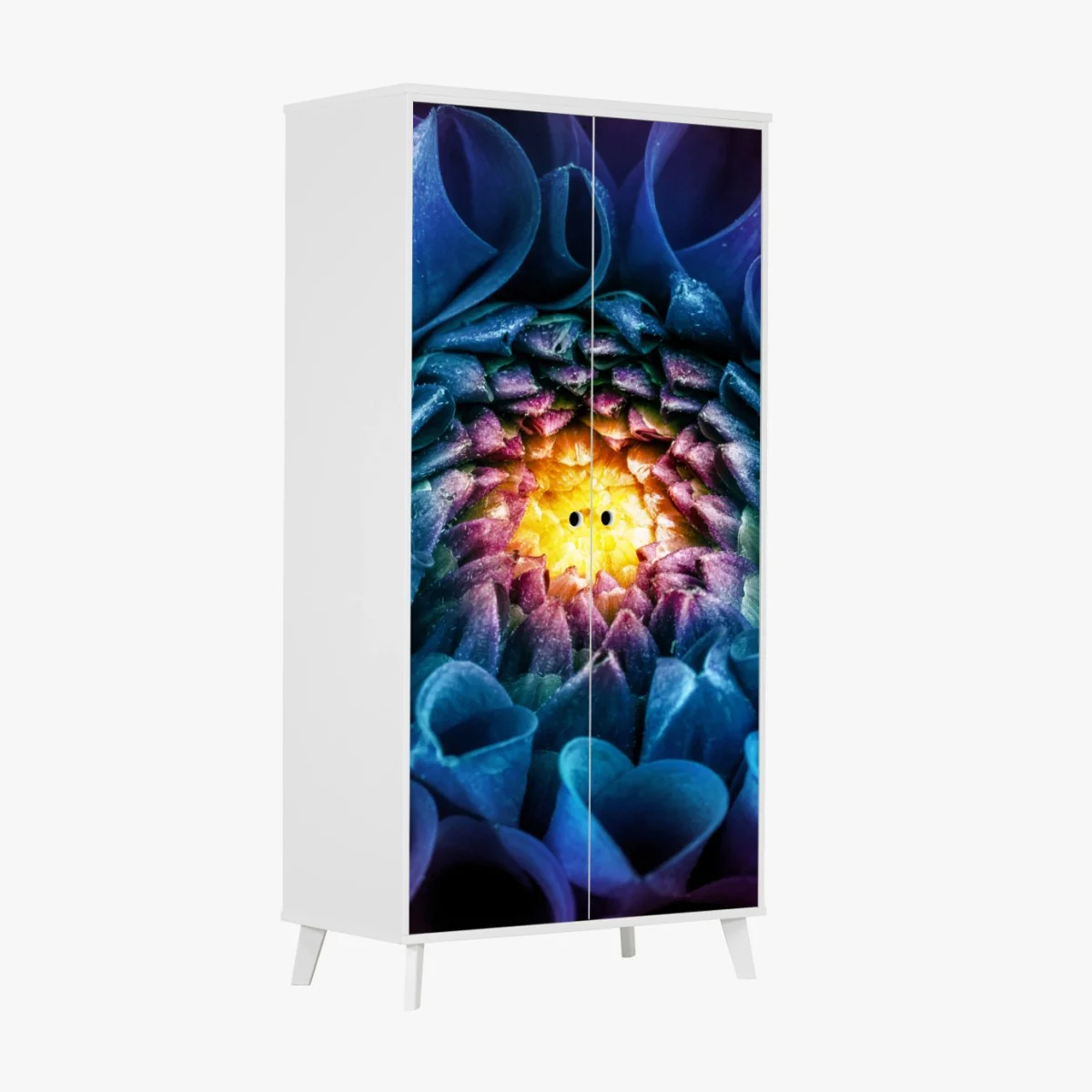 Schrankaufkleber leuchtende blaue chrysantheme nahaufnahme – Wallnifity® Schrankaufkleber leuchtende blaue chrysantheme nahaufnahme – Wallnifity®