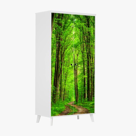 Schrankaufkleber üppiger grüner waldweg – Wallnifity®