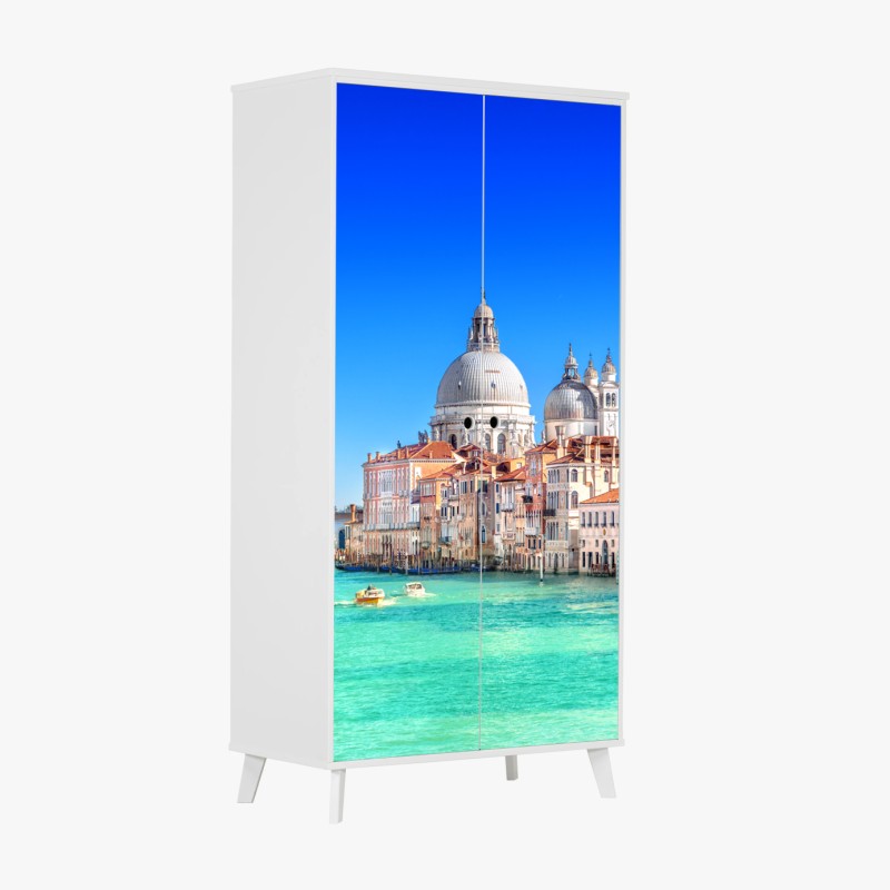 Schrankaufkleber goldener sonnenuntergang über sanddünen – Wallnifity®