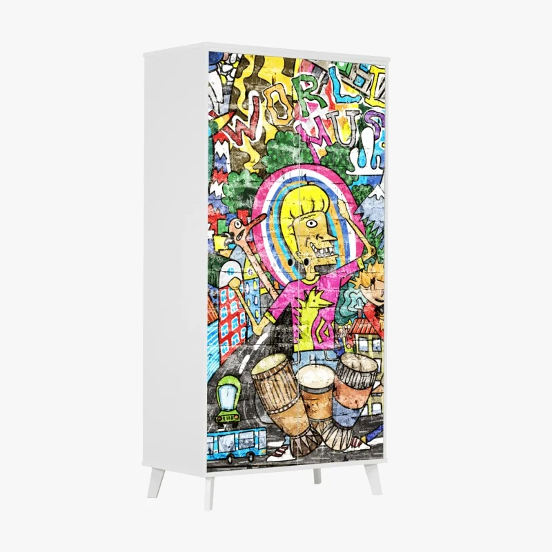 Schrankaufkleber beige marmorstruktur mit weißen adern – Wallnifity®