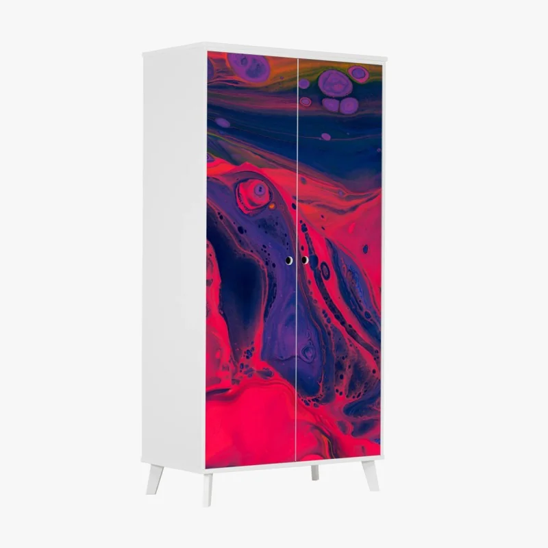 Schrankaufkleber aquarell-bananen und blättermuster auf rosa hintergrund – Wallnifity®