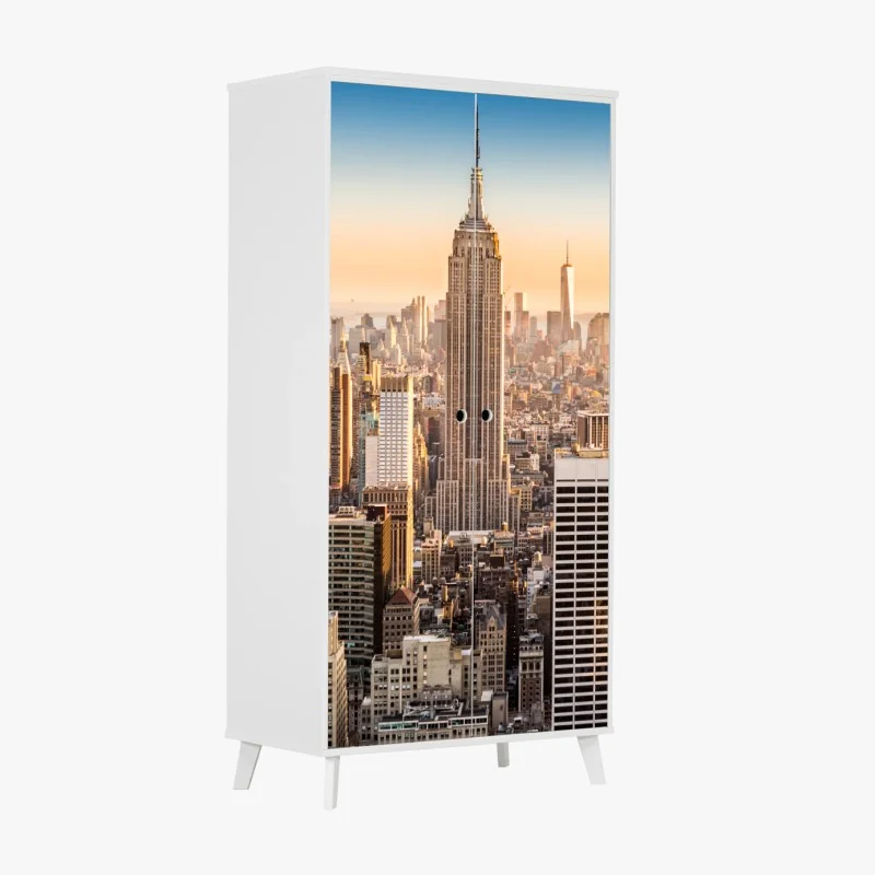 Schrankaufkleber New York skyline bei goldenem licht – Wallnifity® Schrankaufkleber New York skyline bei goldenem licht – Wallnifity®
