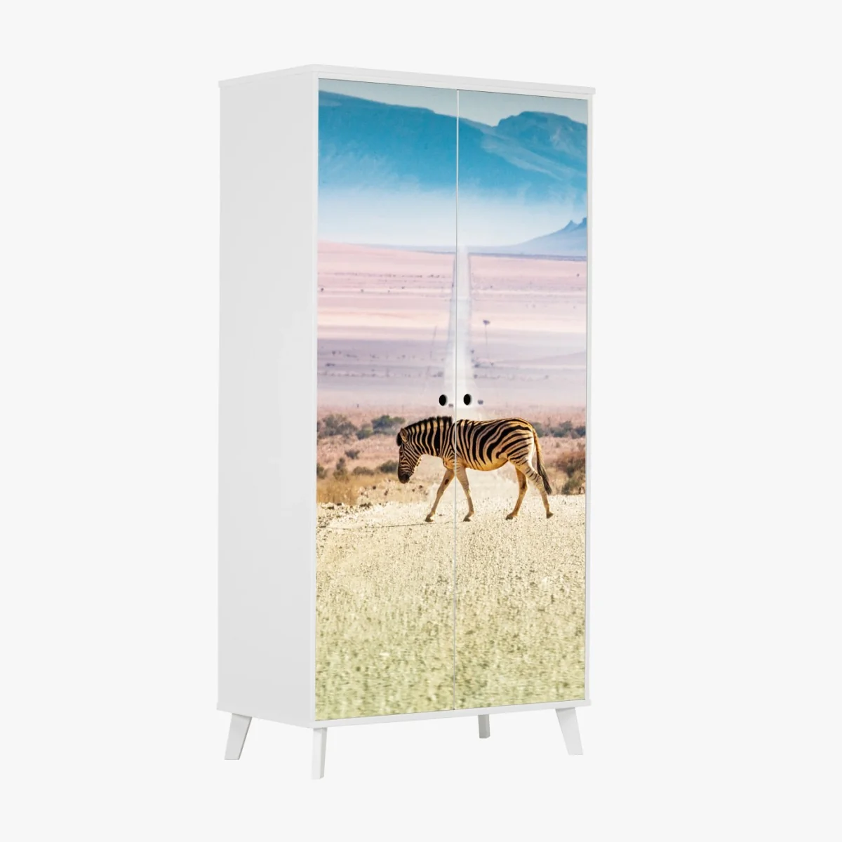 Schrankaufkleber zebra auf der wüstenstraße – Wallnifity®