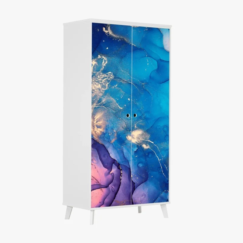 Schrankaufkleber rosa und blaue marmorierte abstraktion – Wallnifity®