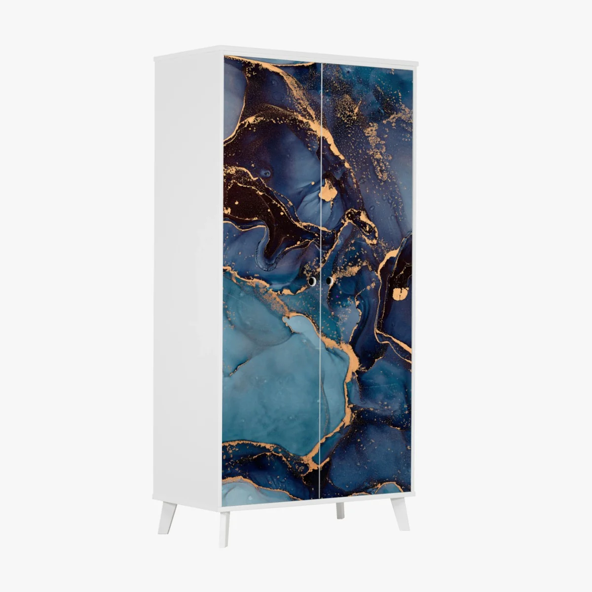 Schrankaufkleber tiefes ozeanblau mit goldadern – Wallnifity®