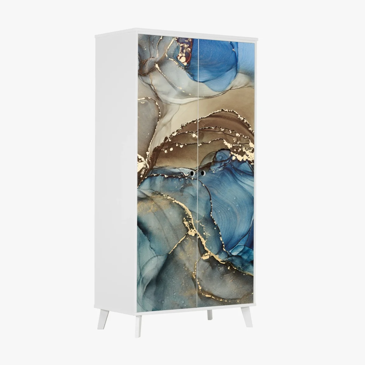 Schrankaufkleber blaue und goldene flüssige abstraktion – Wallnifity® Schrankaufkleber blaue und goldene flüssige abstraktion – Wallnifity®