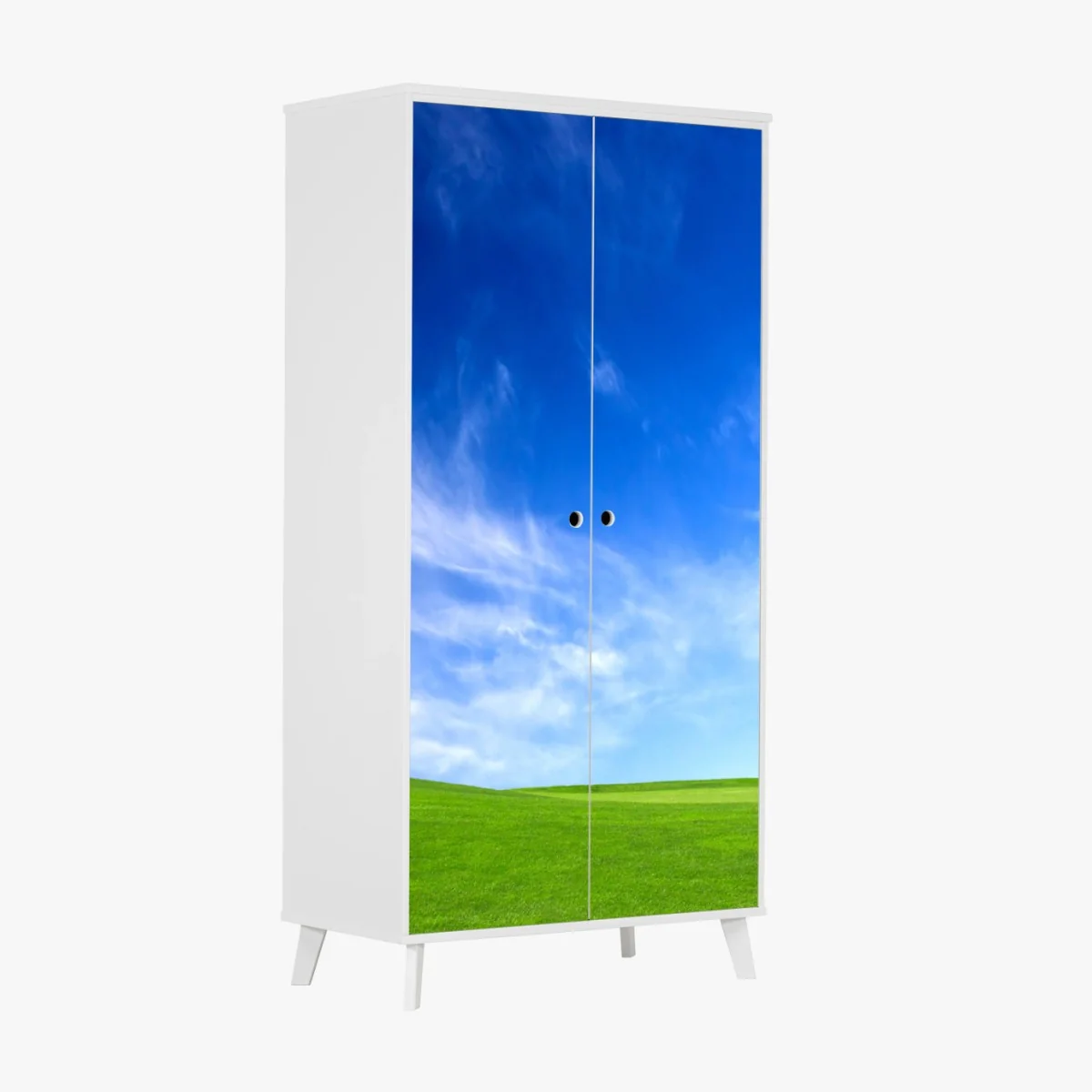 Schrankaufkleber sonnige grüne wiese unter blauem himmel – Wallnifity® Schrankaufkleber sonnige grüne wiese unter blauem himmel – Wallnifity®