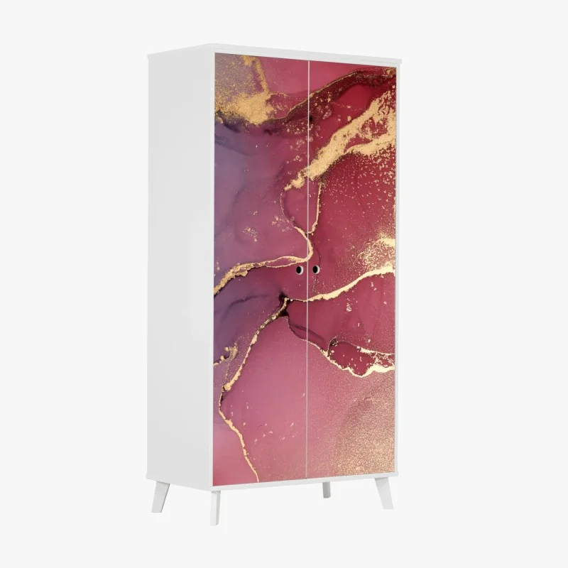 Schrankaufkleber abstraktes marmoriertes bild in türkis und lila mit gold