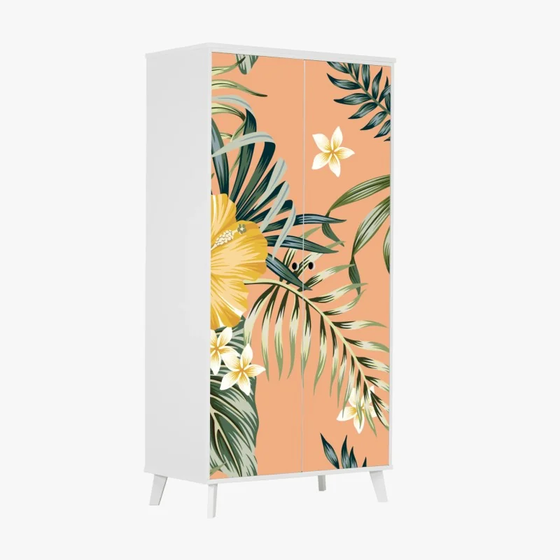 Schrankaufkleber goldenes blattmuster auf schwarzem hintergrund – Wallnifity®