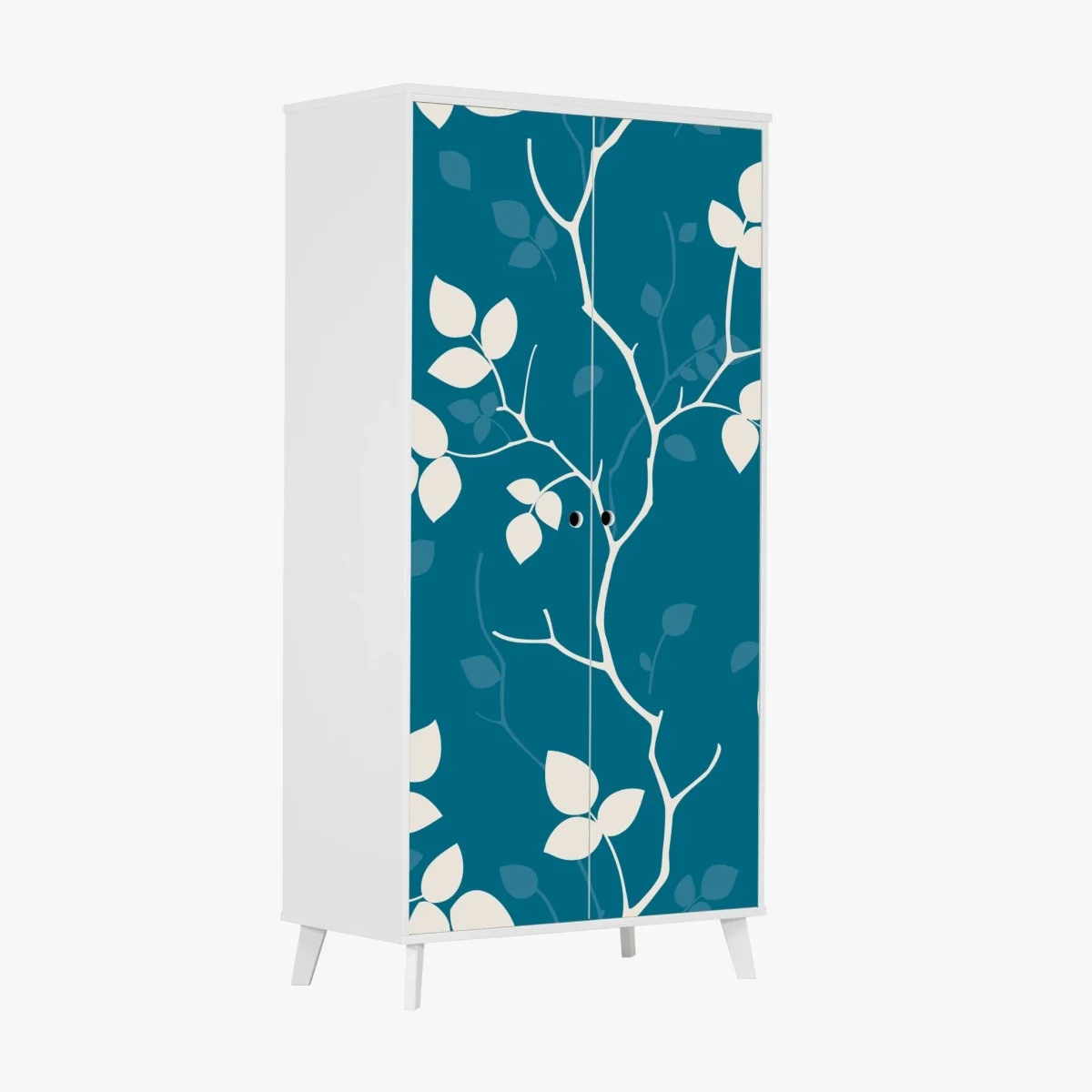 Schrankaufkleber türkises botanisches blattmuster – Wallnifity®
