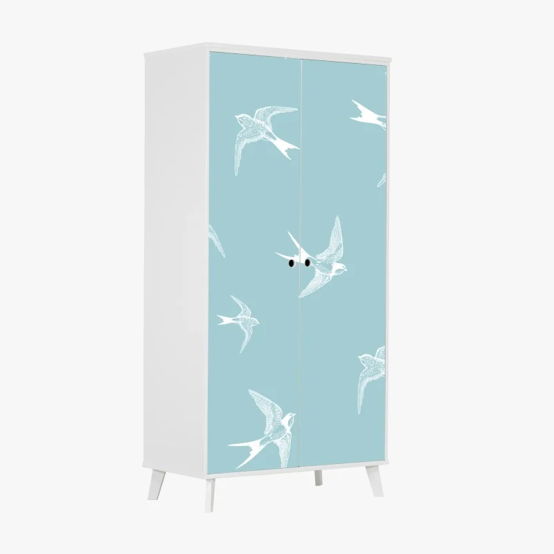 Schrankaufkleber pastell schwalben muster