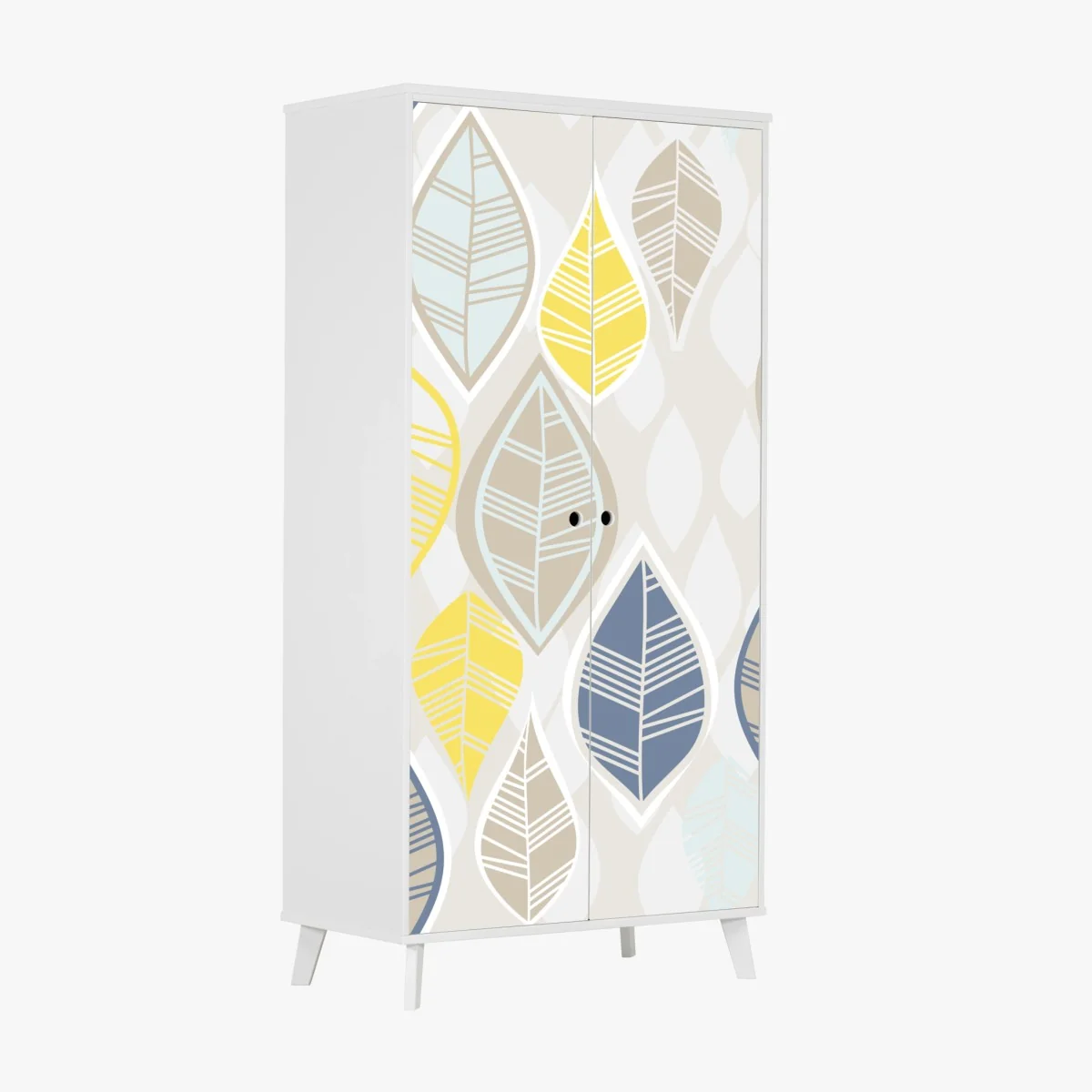 Schrankaufkleber skandinavisches blättermuster in sanften neutralen tönen – Wallnifity® Schrankaufkleber skandinavisches blättermuster in sanften neutralen tönen – Wallnifity®