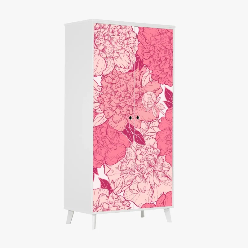 Schrankaufkleber rosa pfingstrosenmuster