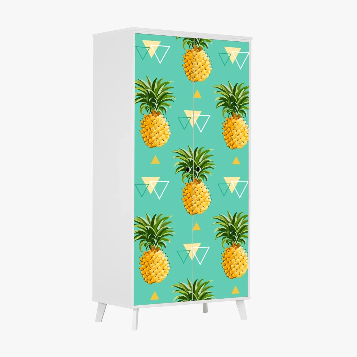 Schrankaufkleber tropisches ananasmuster auf türkisfarbenem hintergrund – Wallnifity®