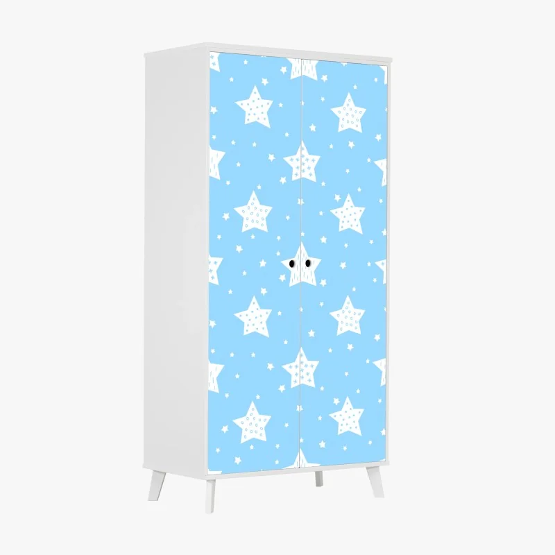 Schrankaufkleber weiche blaue sterne für das kinderzimmer
