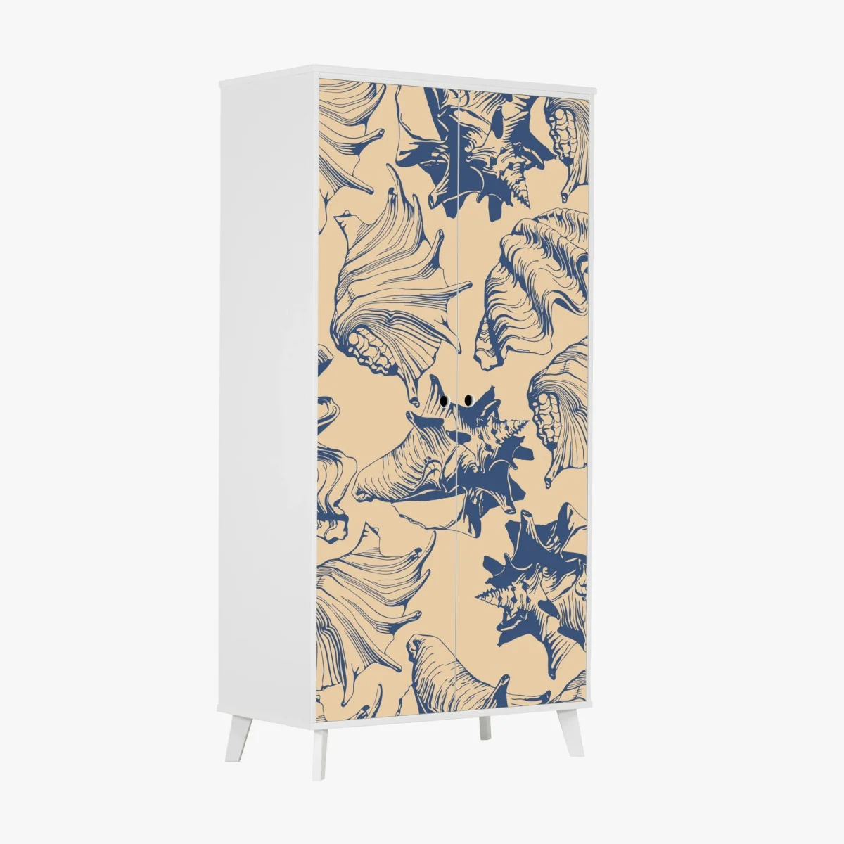 Schrankaufkleber muschelmuster in blau und beige – Wallnifity® Schrankaufkleber muschelmuster in blau und beige – Wallnifity®