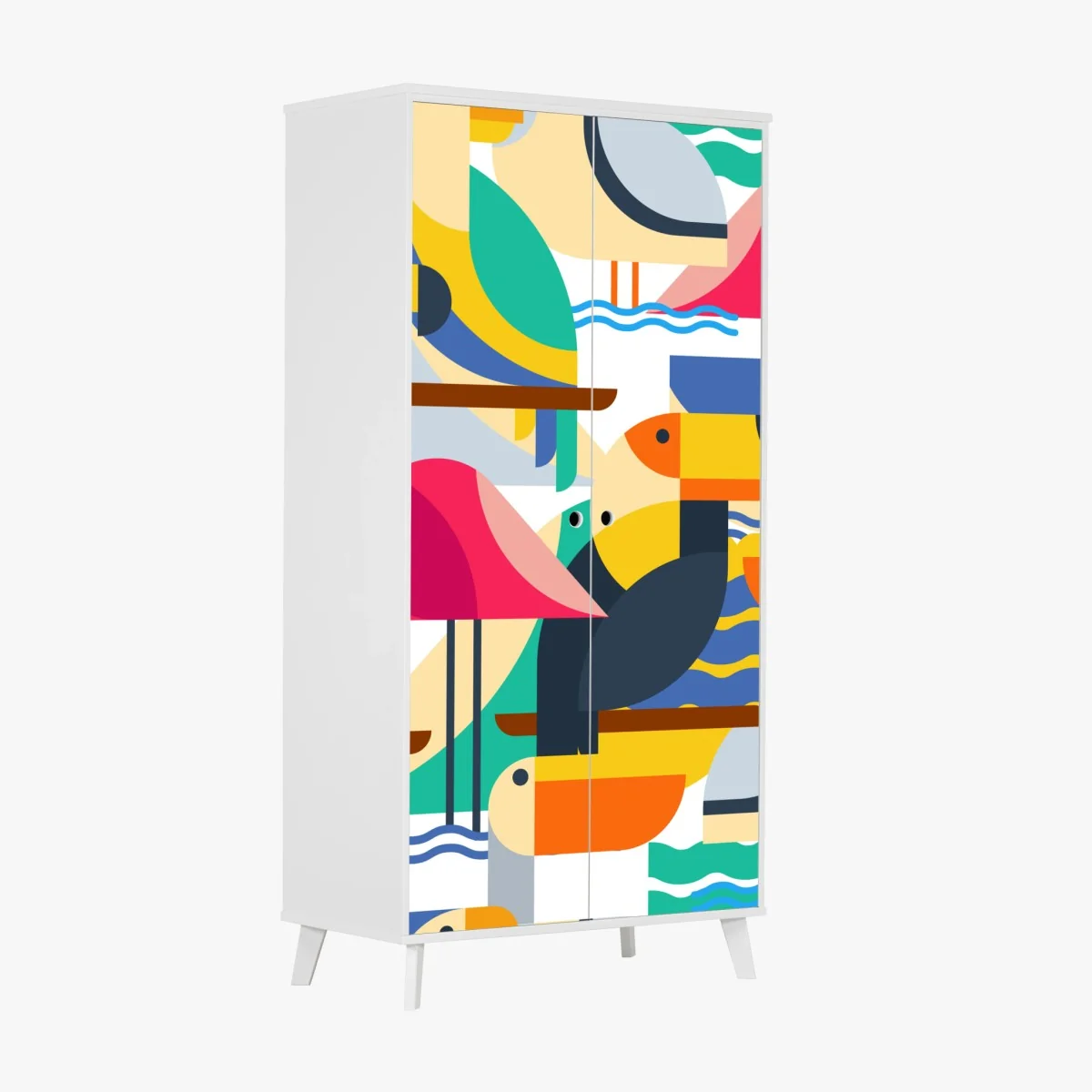 Schrankaufkleber tropisches geometrisches vogelmuster – Wallnifity® Schrankaufkleber tropisches geometrisches vogelmuster – Wallnifity®