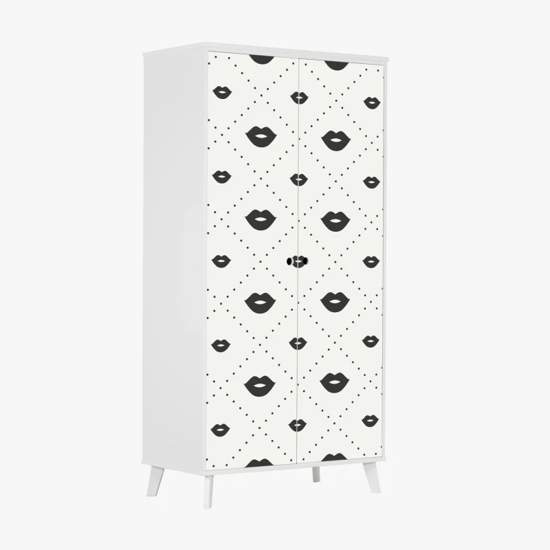 Schrankaufkleber minimalistisches monochromes lippenmuster