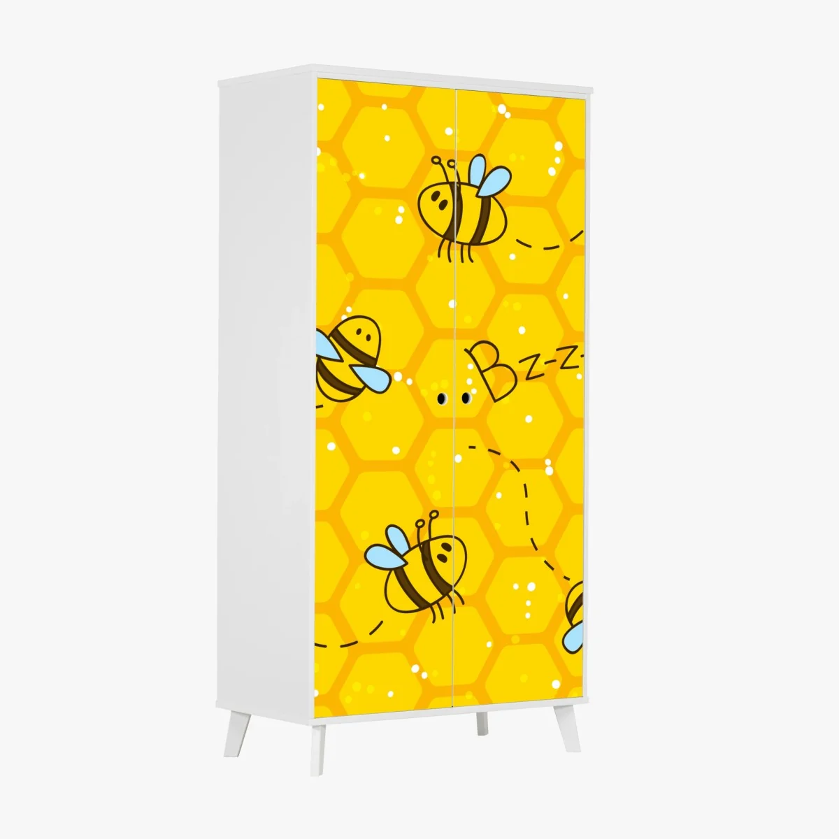 Schrankaufkleber niedliches bienen- und wabenmuster – Wallnifity® Schrankaufkleber niedliches bienen- und wabenmuster – Wallnifity®