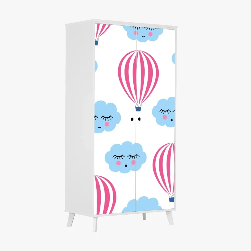Schrankaufkleber pastellwolken und luftballons muster