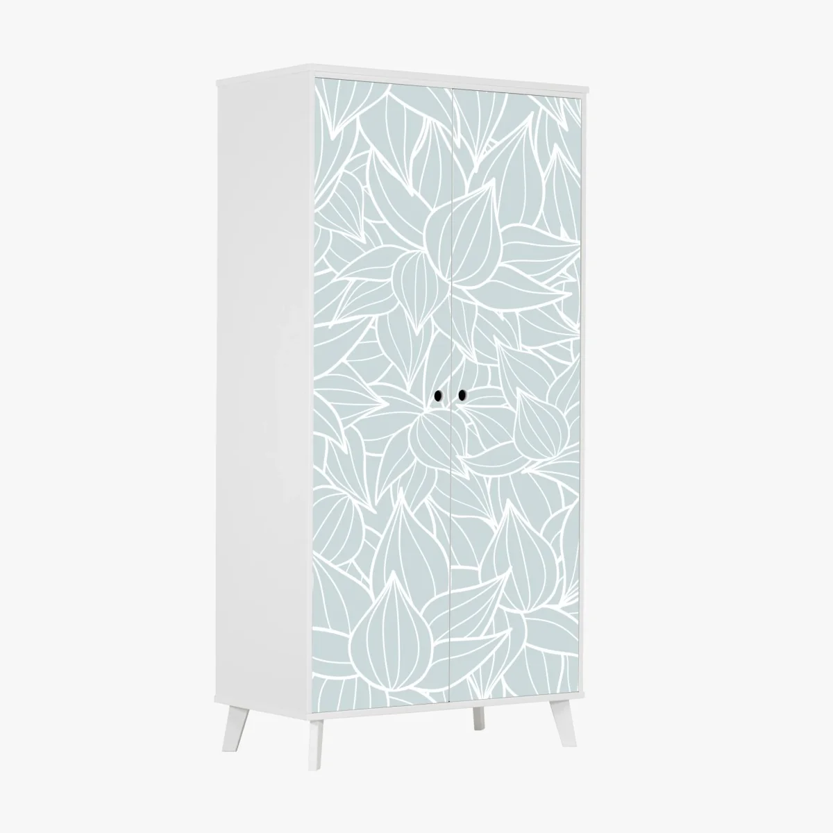 Schrankaufkleber zartes türkis blättermuster – Wallnifity®