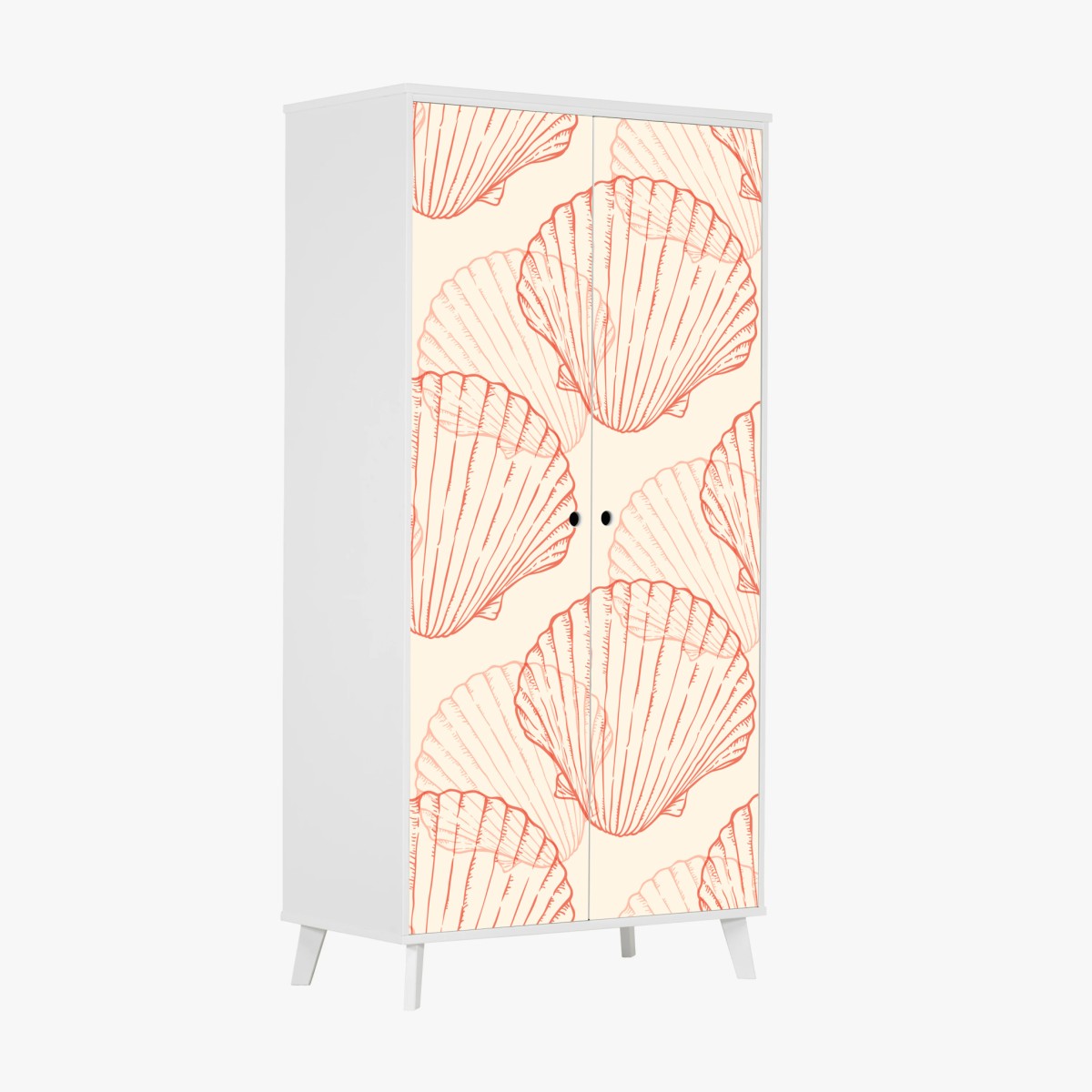 Schrankaufkleber korallenfarbiges muschelmuster – Wallnifity® Schrankaufkleber korallenfarbiges muschelmuster – Wallnifity®